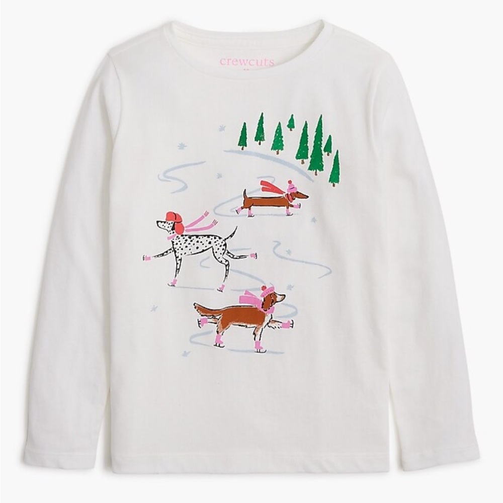 NWOT Crewcuts White Long Sleeve Shirt with Dog Print